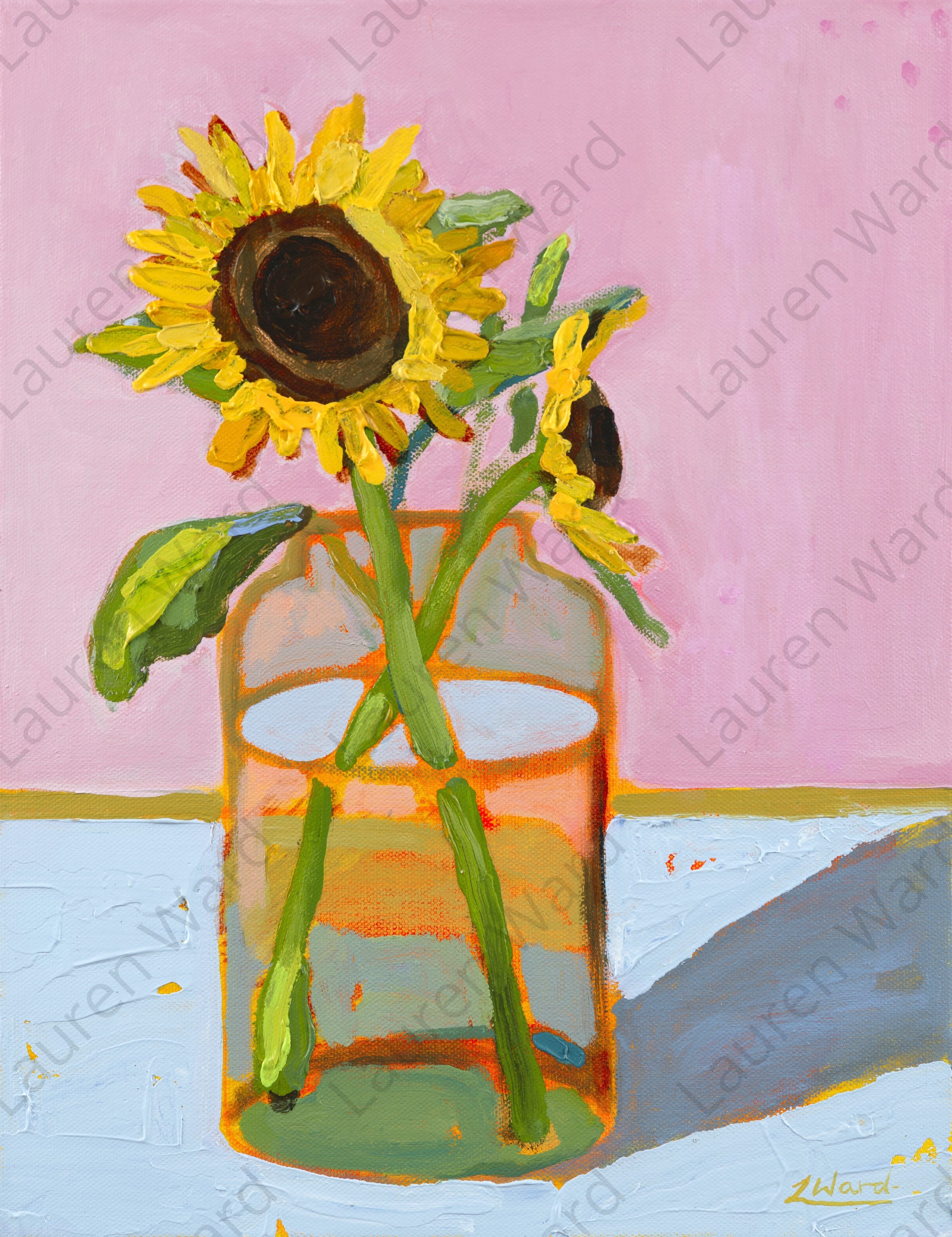 Mum's Sunflowers Matted Print