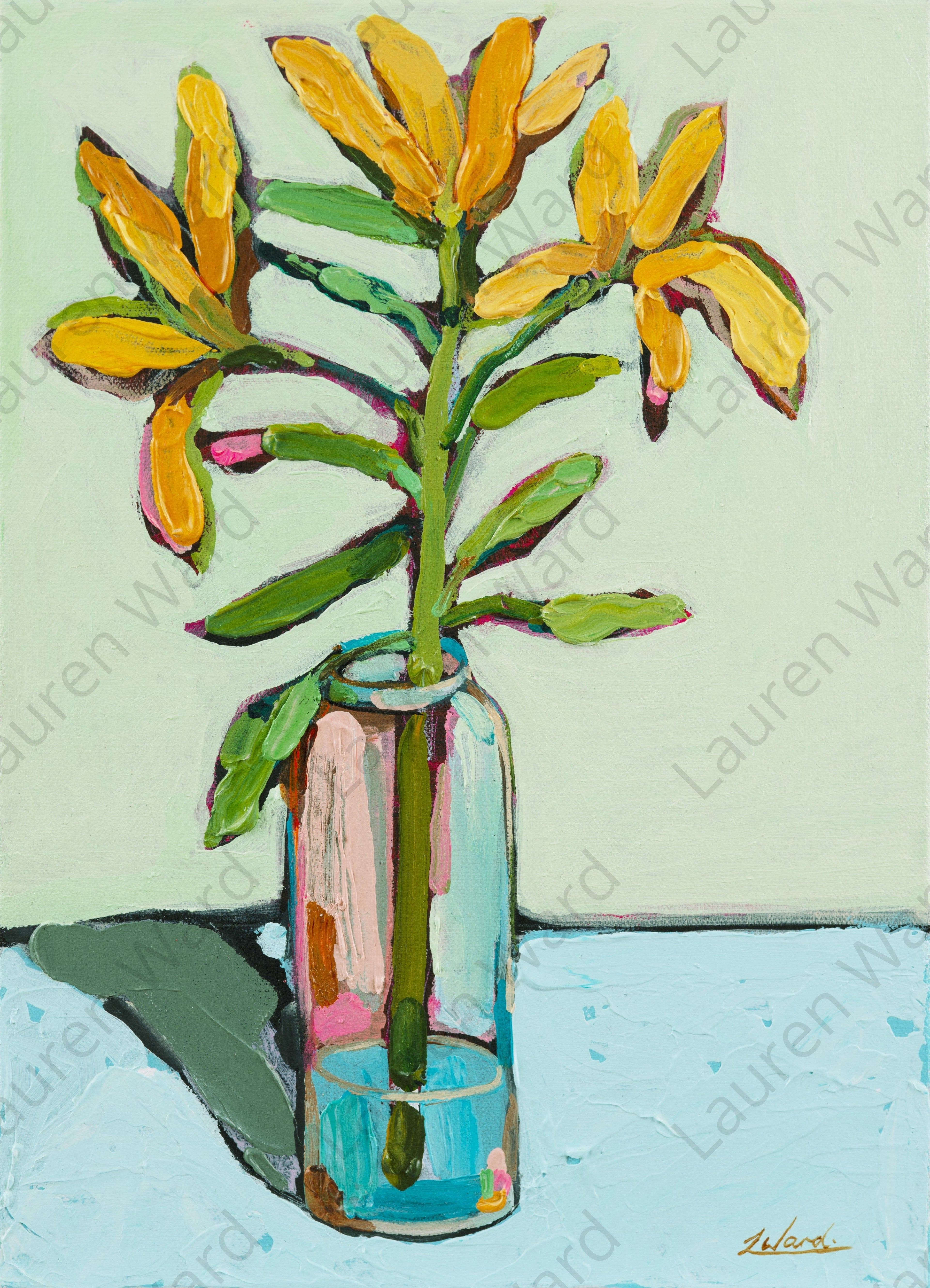Yellow Lillies Matted Print